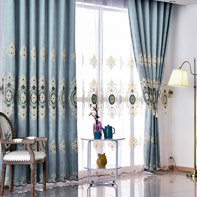 VOGOL Customized Simple Chenille Jacquard Blackout Window Elegance Curtains/Drapes/Panels/Treatments for Bedroom Living Room,Top Grommets, Two Panels, W54 x L96 inch - Image 2
